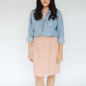 Stella McCartney Pleated Pencil Skirt Solid Light Pink Sz 8